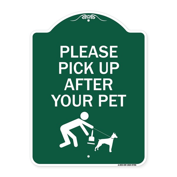 Please Pick Up After Your Pet Heavy-Gauge Aluminum Architectural Sign, 24" x 18", GW-1824-9786